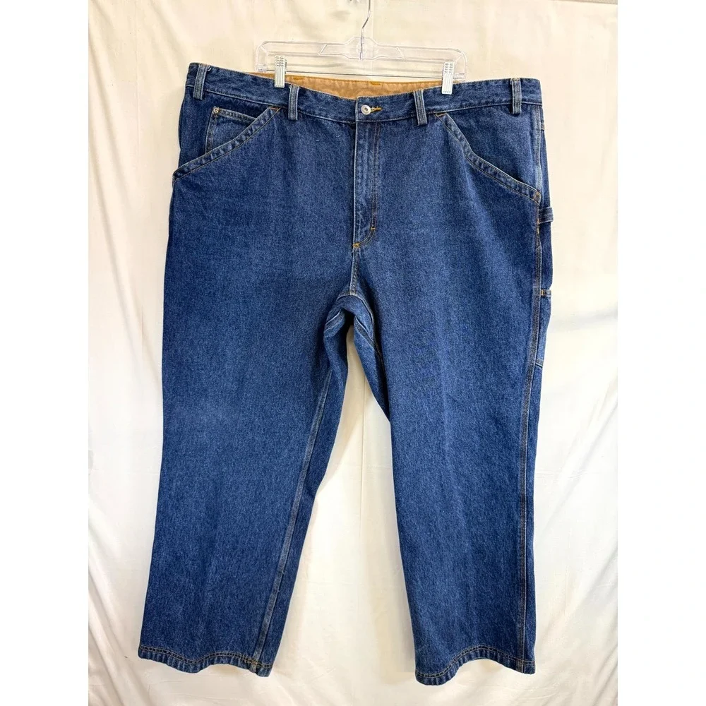 Duluth Ballroom Carpenter Jeans Mens 48x30 Blue Cotton Straight Leg Hammer Loop